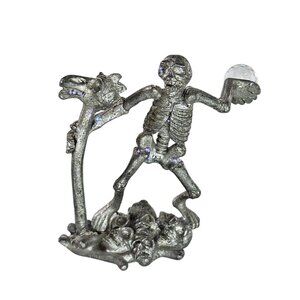 Vintage Spoontiques Pewter Skeleton & Crystal Ball Figurine MR888